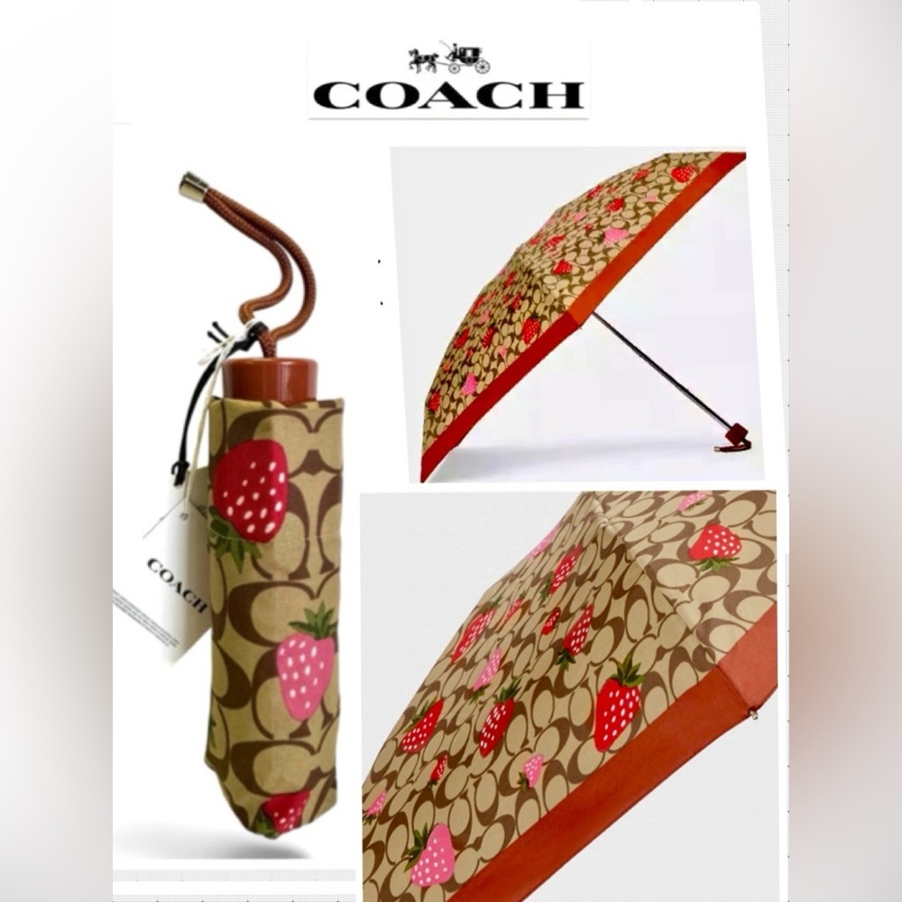 Coach Mini Umbrella In Signature Wild
Strawberry Print. UV Protection CI017. NWT - Picture 1 of 6